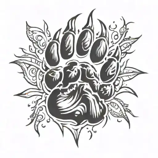 bear paw print tattoo design idea