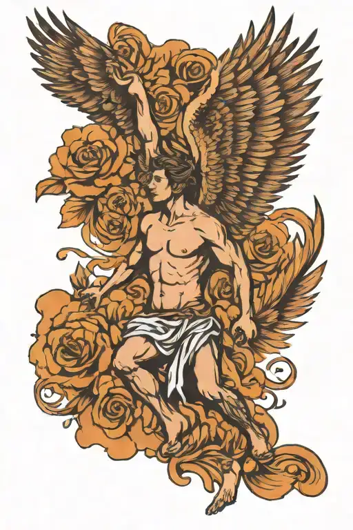 icarus flying tattoo design idea