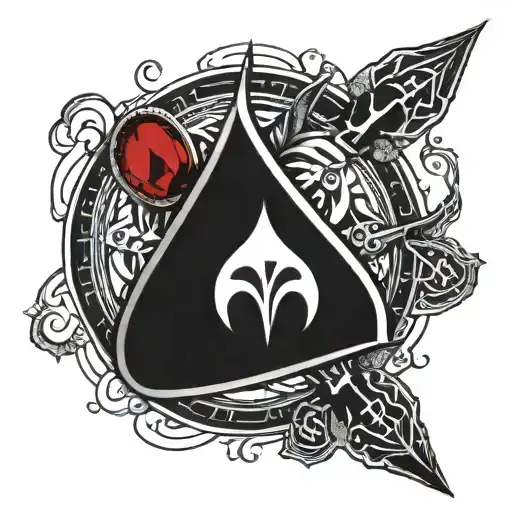 shivas trident with red stone and RED POWER DRUM    tattoo design idea