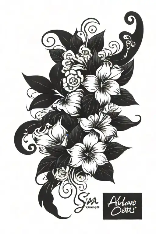 my daughters names Aloni and Sori'lei on the forearm with scribe with the saying "Your Sin Into Me" tattoo design idea