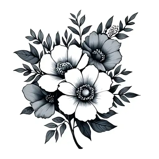 Brujula with flowers tattoo design idea