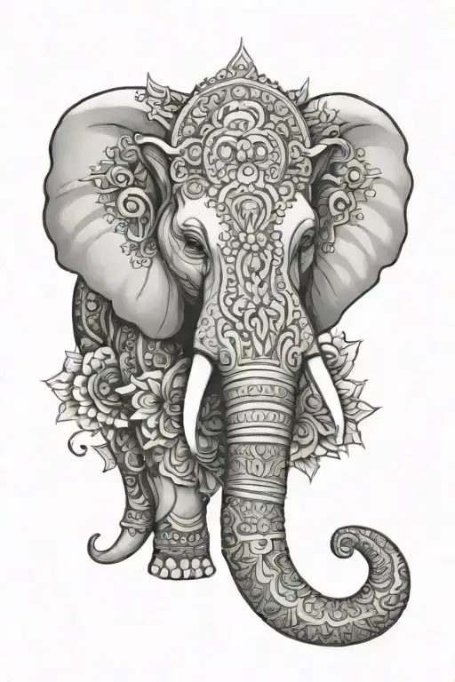 elephant head mandala design combining elements tattoo design idea