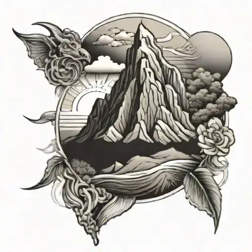 pachamama earth mountains tattoo design idea