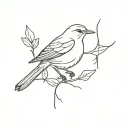mockingbird and oak leaf tattoo design idea