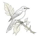 mockingbird and oak leaf tattoo design idea