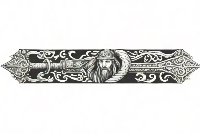 viking women bloody sword cuff tattoo wraps tattoo design idea