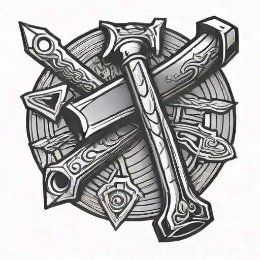 roofing hammer tattoo design idea