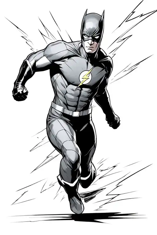 DC superhero flash running with lighting trail tattoo design idea