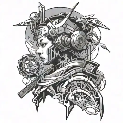 japanese cyberpunk tattoo design idea