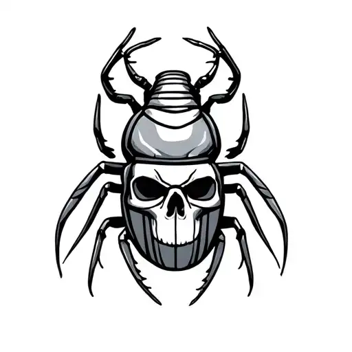 Egyptian scarab with skull as body stencil outline tattoo design idea