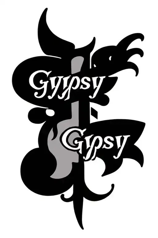 "Gypsy" music symbol surrounded tattoo design idea