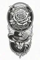 Cowboy hat with a rose intertwined with barbed wire tattoo design idea