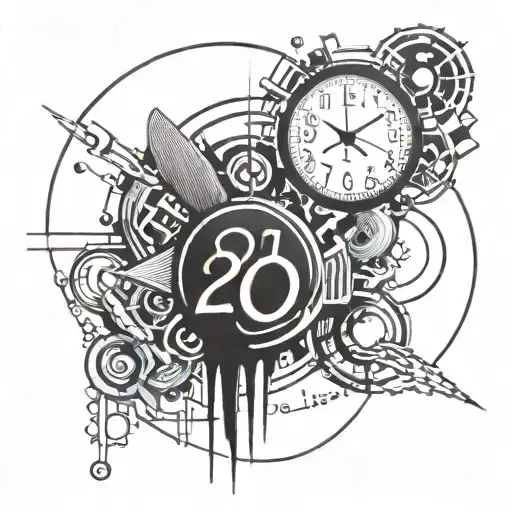 Incorporate elements of the year 2001 into a tattoo design, such as futuristic symbols or imagery inspired by the time period, to represent a significant moment in hip hop history tattoo design idea