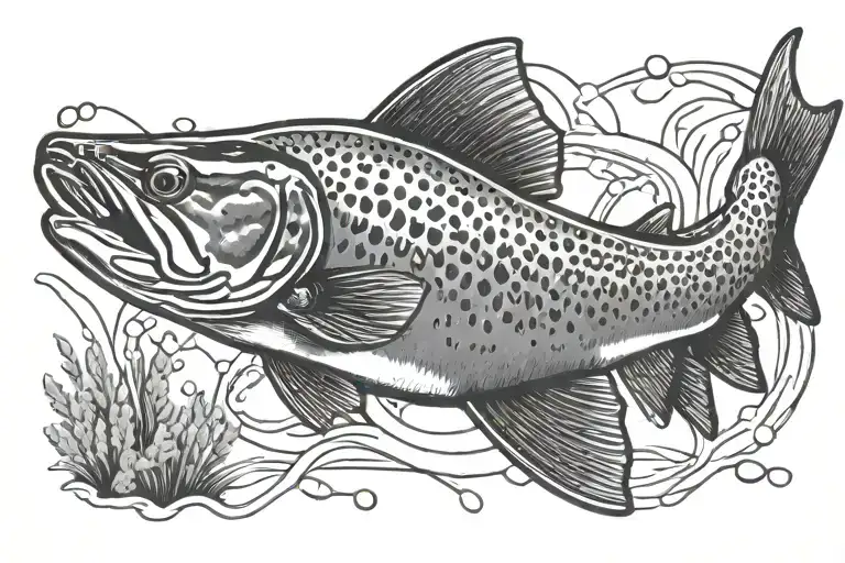 brook trout tattoo design idea