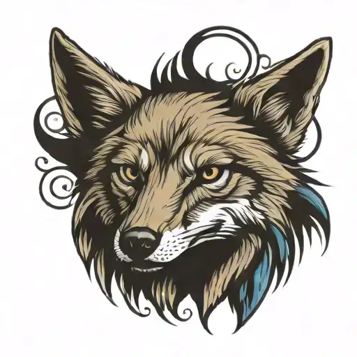 coyote head emerging tattoo design idea