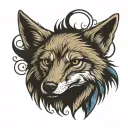 coyote head emerging tattoo design idea