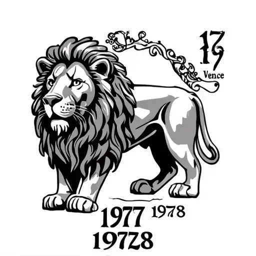 the venice lion with the years 1977 and 1978  tattoo design idea