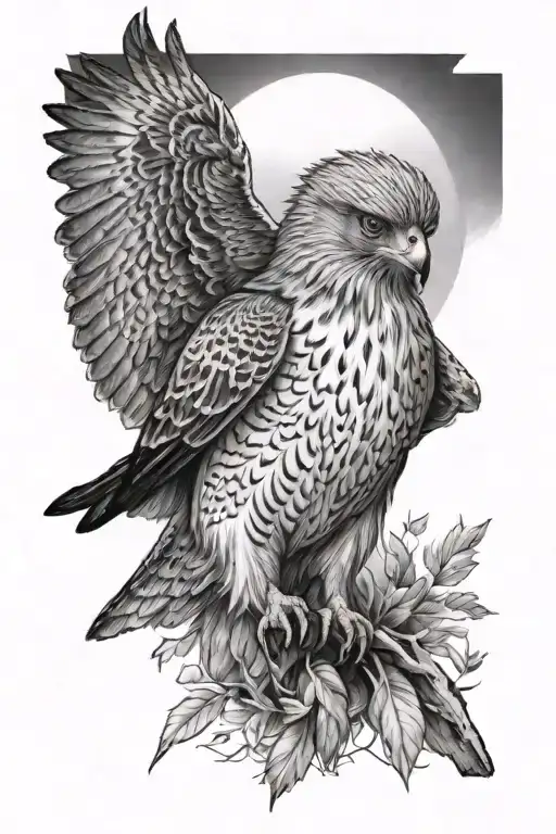 Black and grey realism tattoo of a red tailed hawk and a cardinal  tattoo design idea