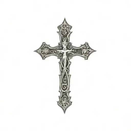 the chosen one in a gothic cross  tattoo design idea