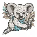 a koala holding a tattoo gun tattoo design idea