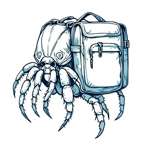 A hermit crab wearing a bagpack tattoo design idea