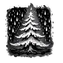 fire christmas tree rain drops tattoo design idea
