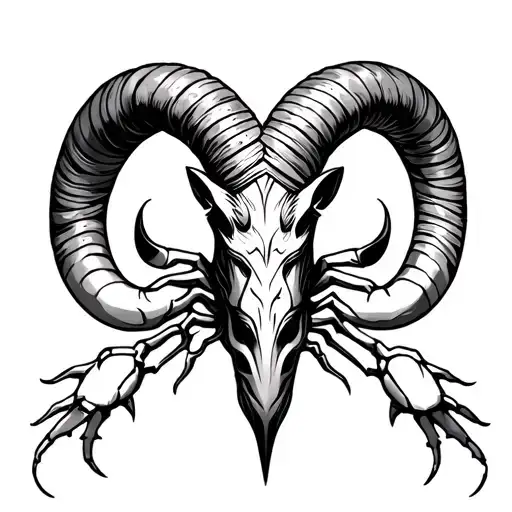 trident, scorpio, twin, virgo, ram, black and white tattoo sleeve tattoo design idea