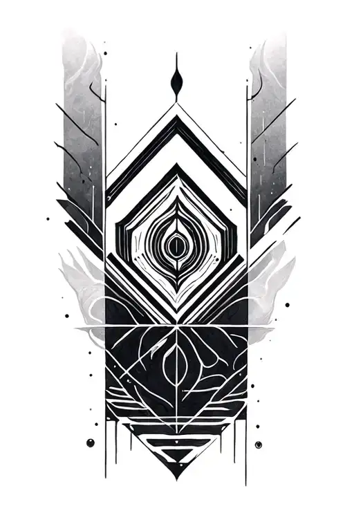 A geometric and symbolic armband that represents the path from chaos or materialism to inner peace and spiritual awakeni tattoo design idea