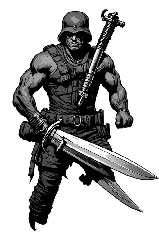 commando dagger combined tattoo design idea
