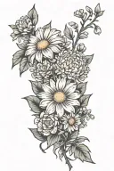 daisy and carnation bouquet tattoo design idea