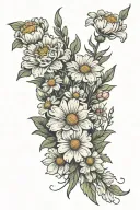daisy and carnation bouquet tattoo design idea