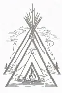 teepee, wild west, fire tattoo design idea