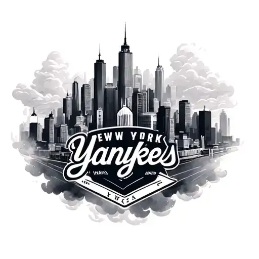 New York Yankees city clouds tattoo design idea