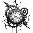Broken Clock gears intertwined tattoo design idea
