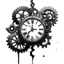 Broken Clock gears intertwined tattoo design idea