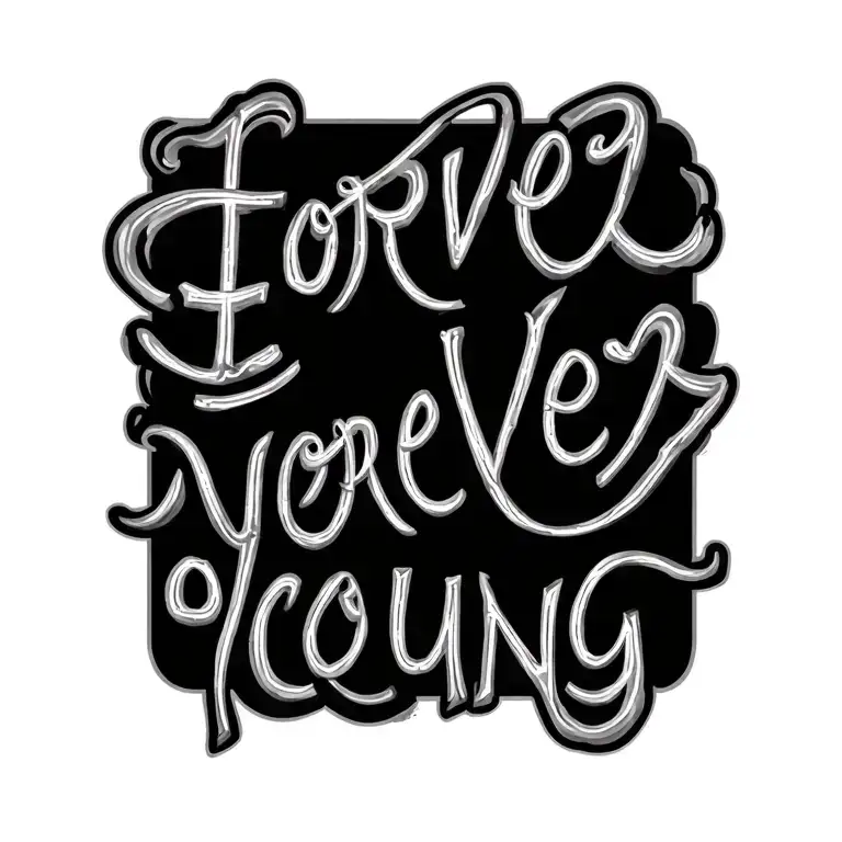 "Forever young " text tattoo design idea
