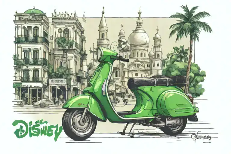 Disney World Florida, Morocco, Egypt, Paris, Green Scooter, World Cup,New York tattoo design idea