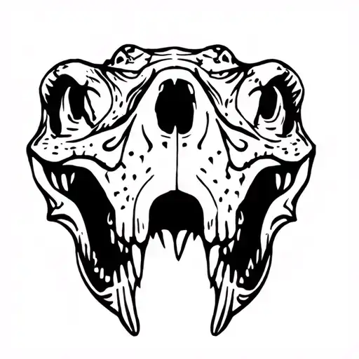 alligator skull open mouthed facing forward tattoo design idea