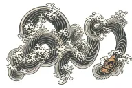 three c's connected to form waves tattoo design idea