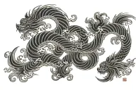 three c's connected to form waves tattoo design idea