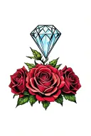 diamond and roses wrapped tattoo design idea