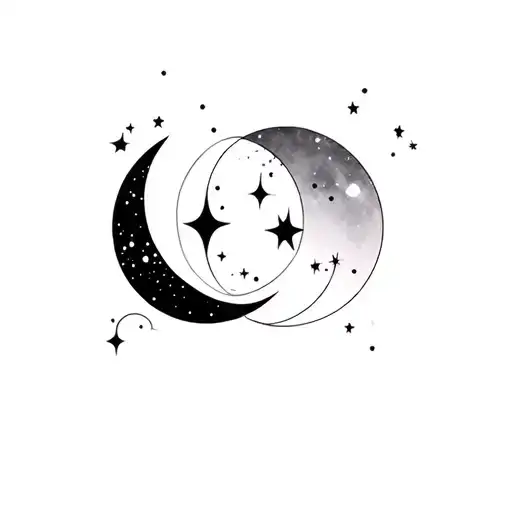 moon phases and Virgo constellation tattoo design idea