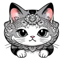 lucky cat playing tattoo design idea