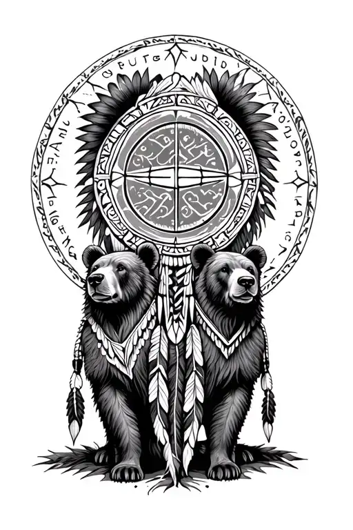 Native American medicine wheel with Grateful Dead bears tattoo design idea