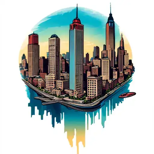 chicago and denver skyline tattoo design idea