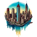 chicago and denver skyline tattoo design idea