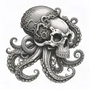 skull octopus tentacles tattoo design idea