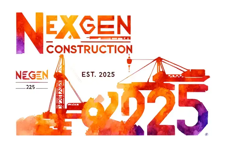 "NexGen Construction EST. 2025" Incorporate a futuristic construction crane into a geometric design inspired by the NexGen Construction EST. 2025 logo tattoo design idea