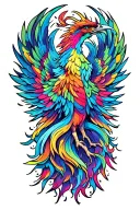 A phoenix rising from the ashes, symbolizing transformation and rebirth, with subtle transgender pride colors incorporated into the design tattoo design idea