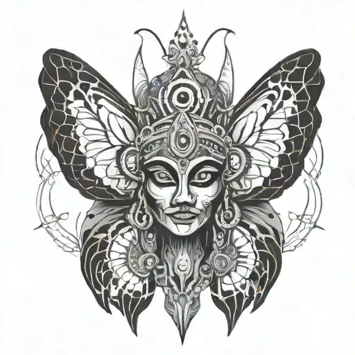 goddess Kali inside cosmic butterfly tattoo design idea
